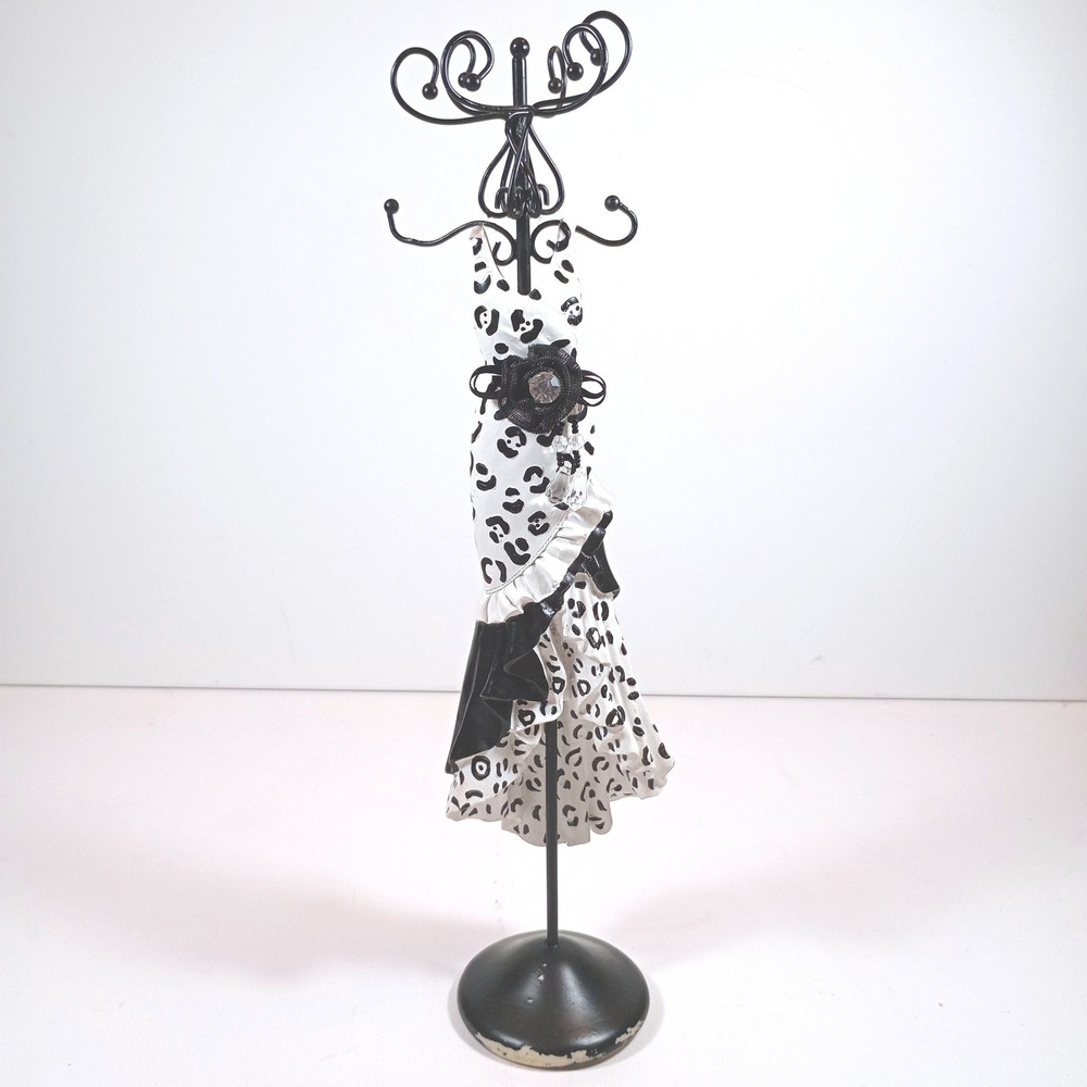 Vintage Mannequin Jewelry Stand Leopard Print Dress Floral Bust Display Holder